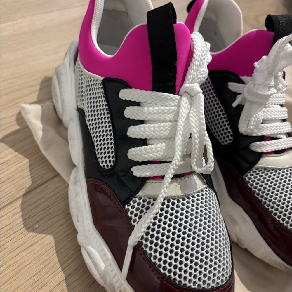 MOSCHINO Pink and Black Sneakers with Chunky teddy Sole and Breathable Mesh 37
